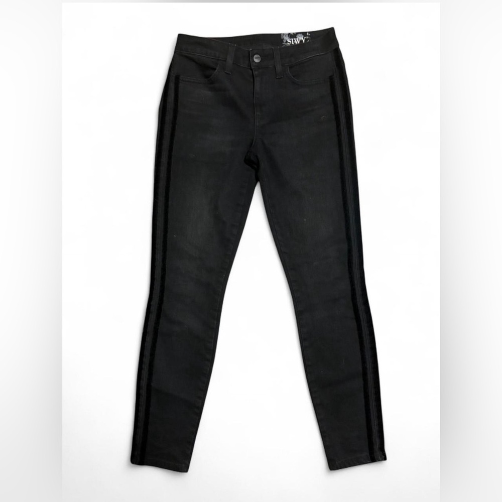 Black Skinny Jeans with Side Stripes